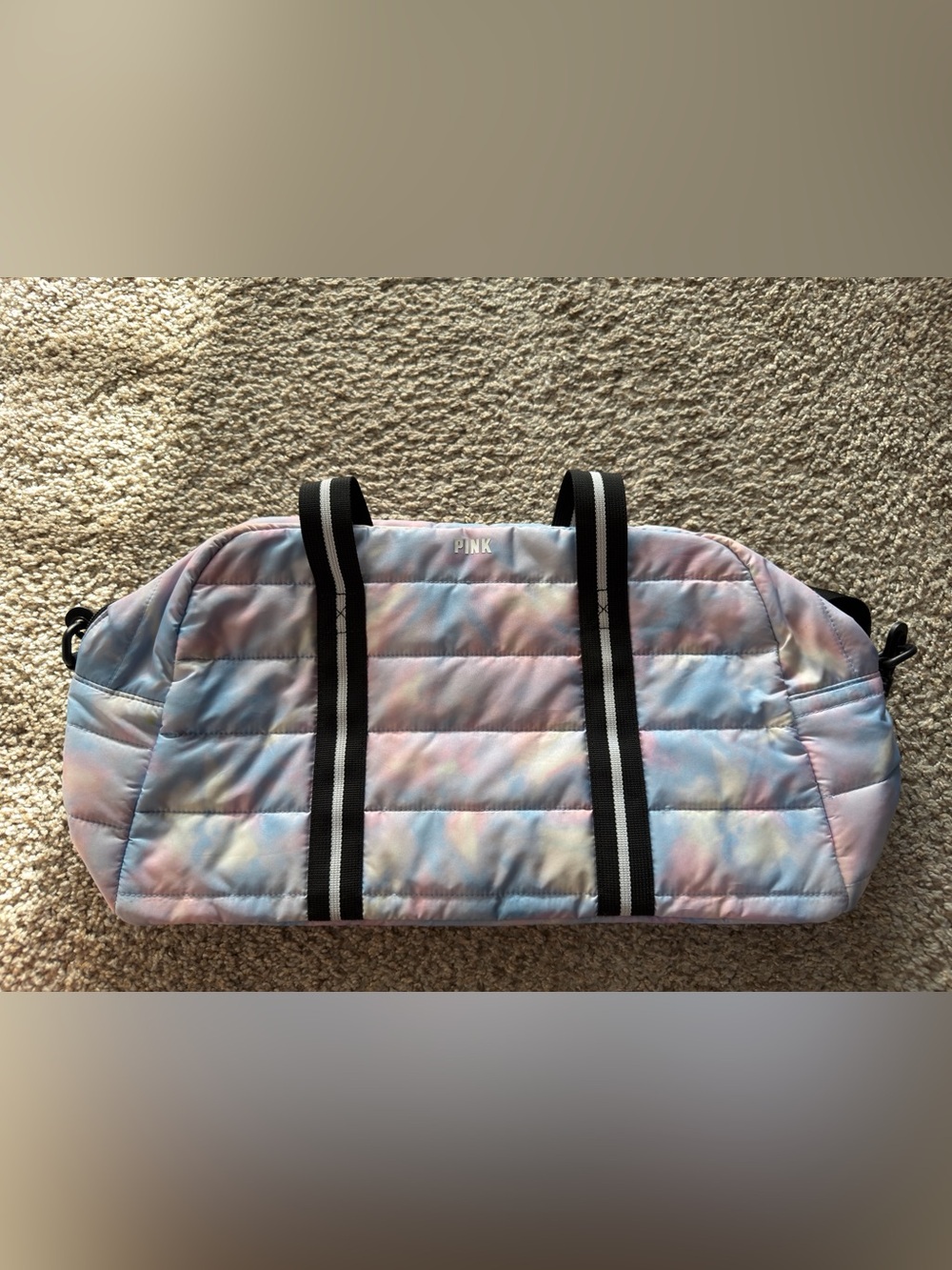 Victoria's Secret PINK Rainbow Cloud / Tie Dye Quilted Duffle Bag